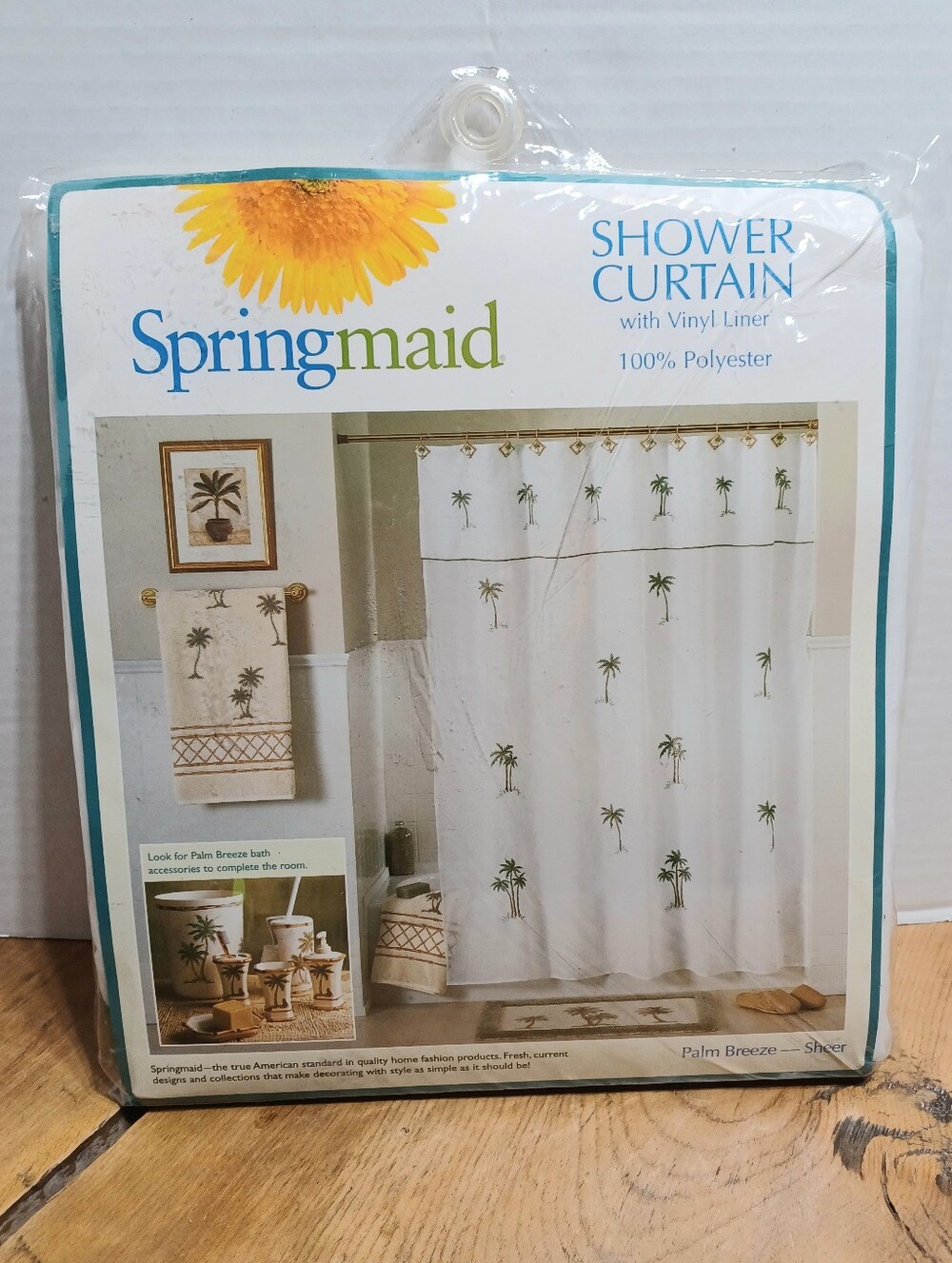 VTG 1990’s Springmaid Palm Breeze Sheer Shower Curtain Palm Trees 70x72